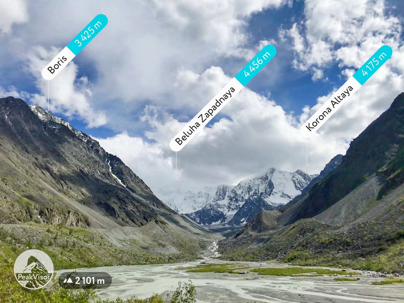 Belukha and Crown of Altai peaks
