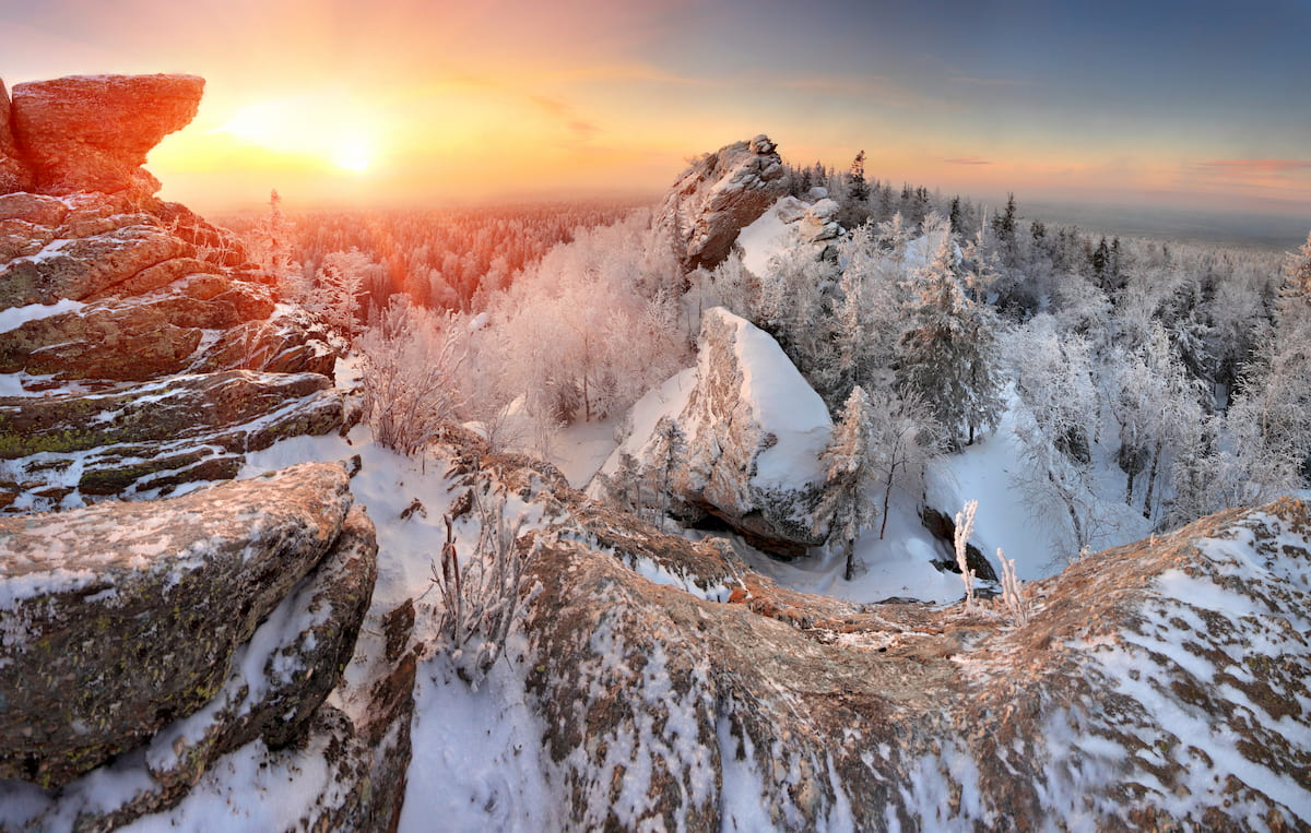 Winter in Ural Mountains. Russia mountains