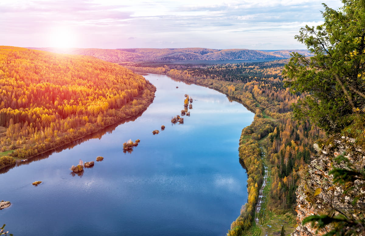 Vishera River. Russia mountains