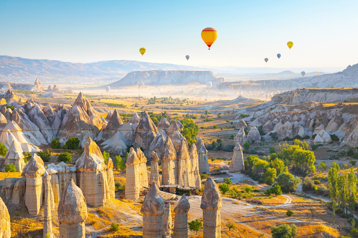Goreme village, Cappadocia, Turkey Mountains.