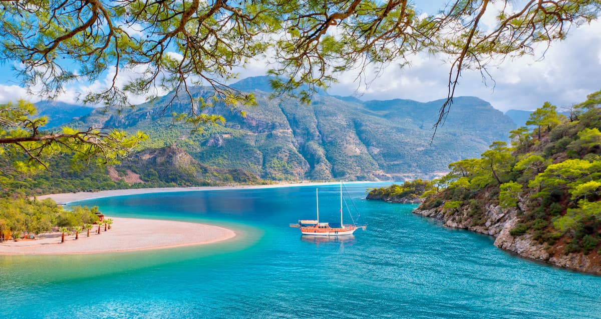 Oludeniz Beach And Blue Lagoon, Turkey Mountains.