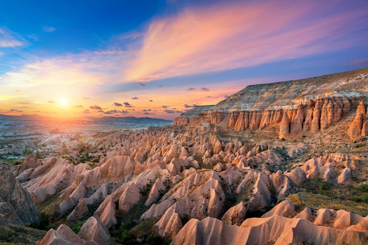 Red valley in Cappadocia, Central Anatolia, Turkey