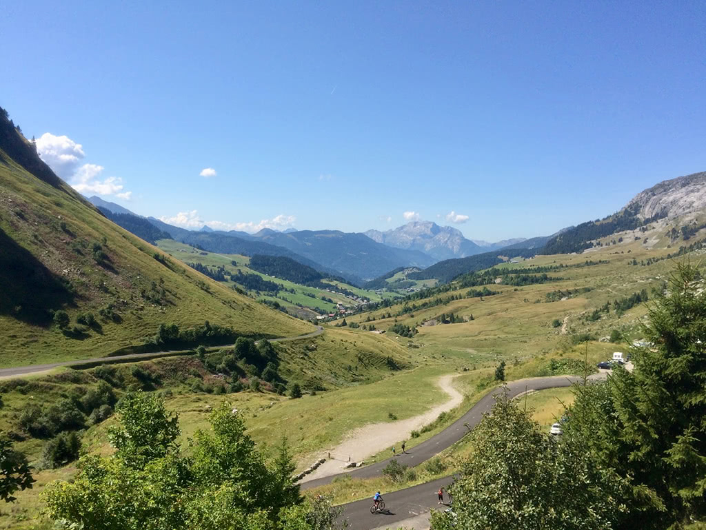 The view from the Col de la Colombière, the base of the climb up to the Pointe Blanche.