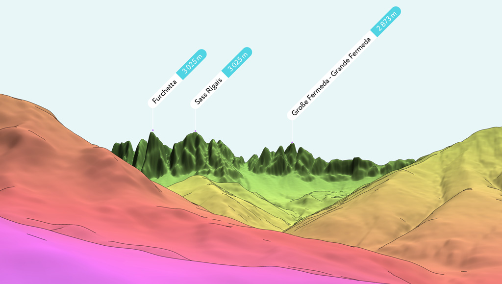 High definition model of Sass Rigais in Funes