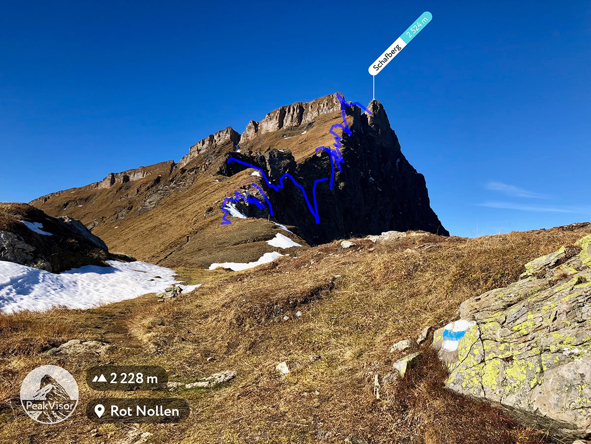 Jochpass-Schafberg chasm traverse in Augmented Reality