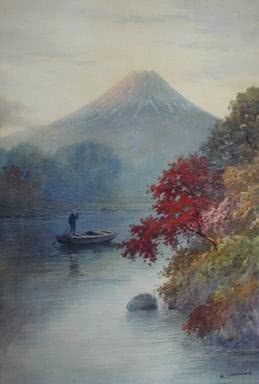 富士山水彩画,1920年左右