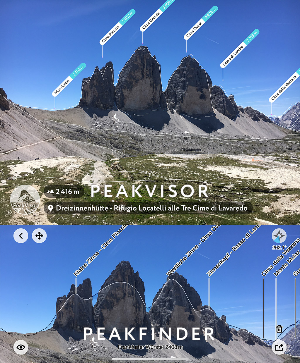 PeakFinder 与 Peakvisor 有什么区别?