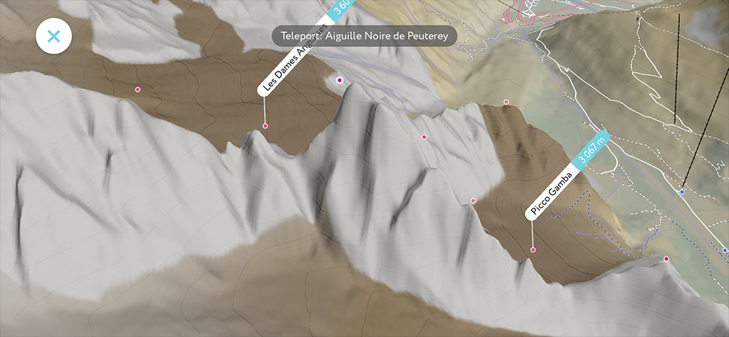 The area of Aiguille Noire de Peuterey based on raw data
