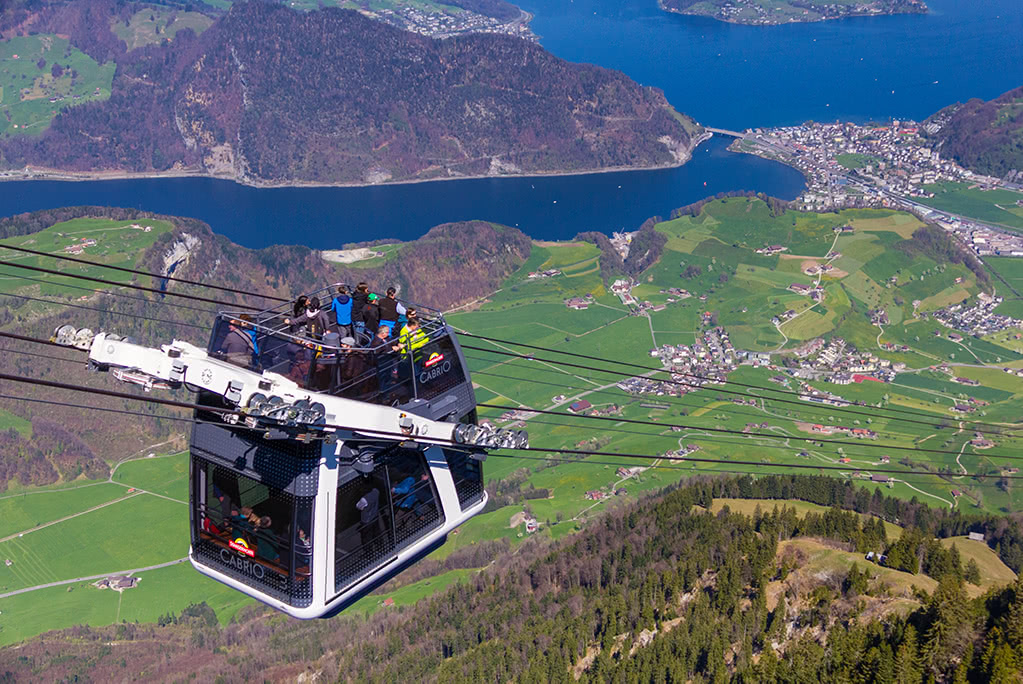 Stanserhorn Cabrio cable car in Switzerland