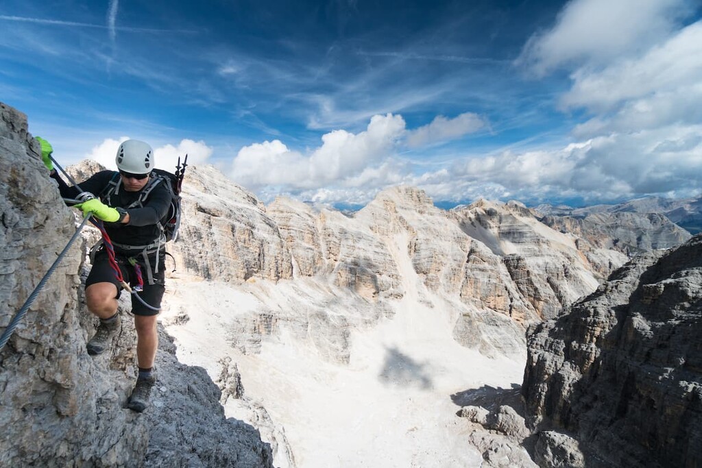 climber, Via Ferrata, Dolomites 