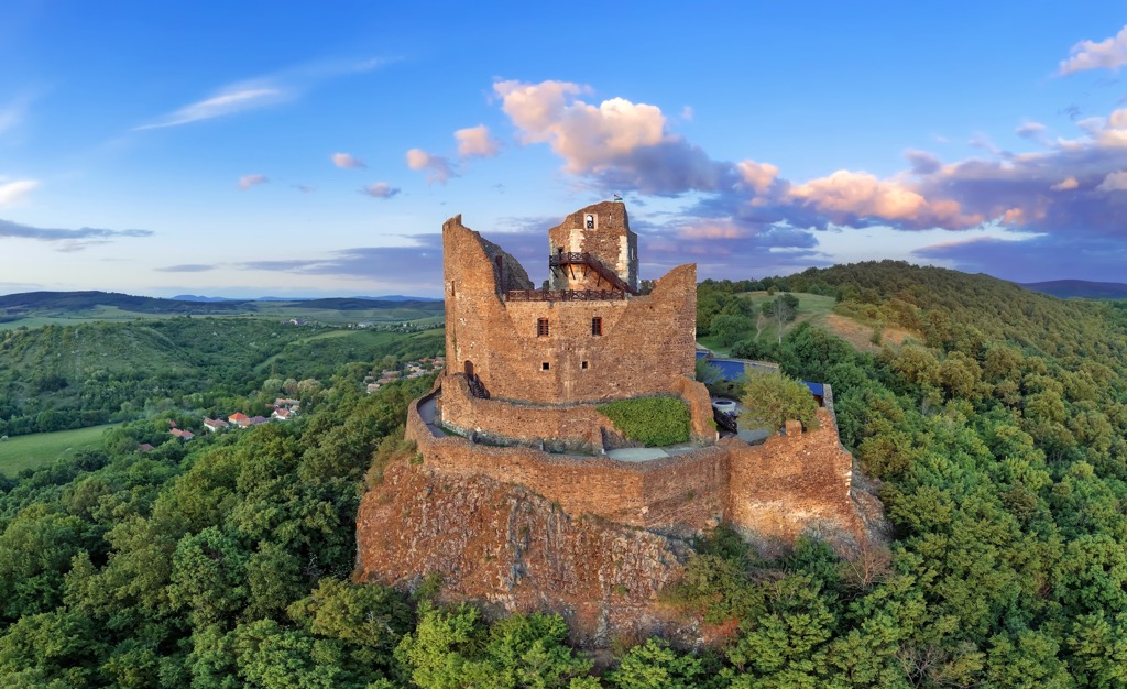medieval castle ruins near by Hollókő town, Hungary