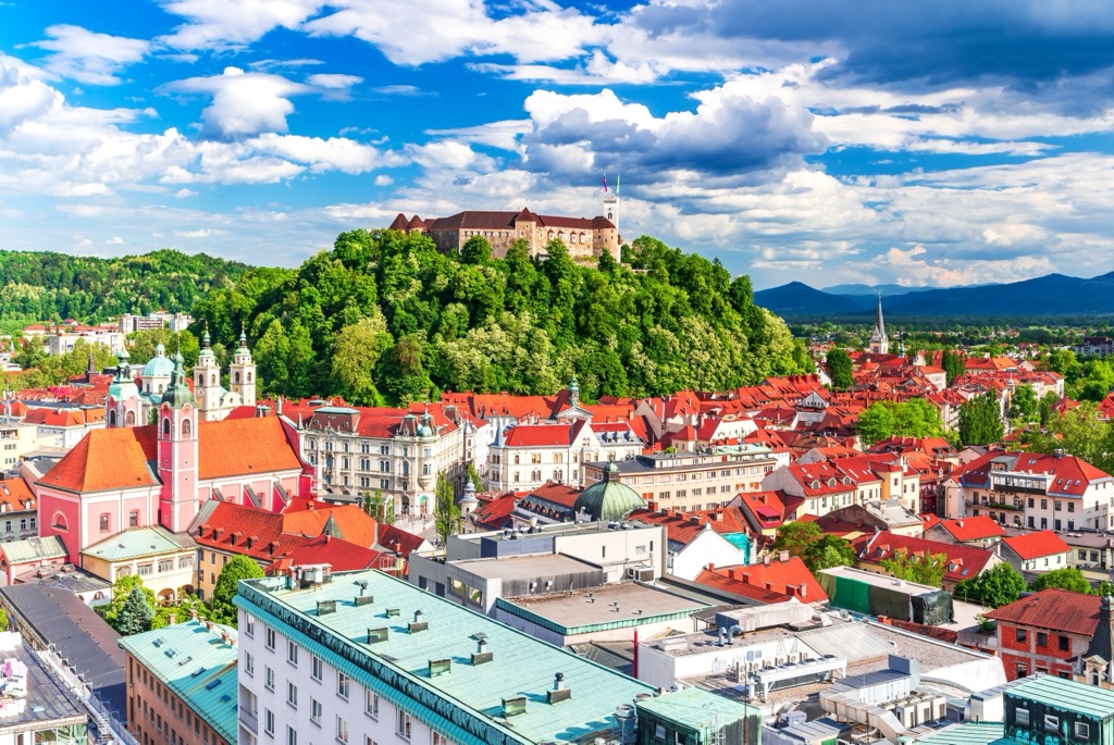 The Ljubljana Castle. Julian Alps and Prealps