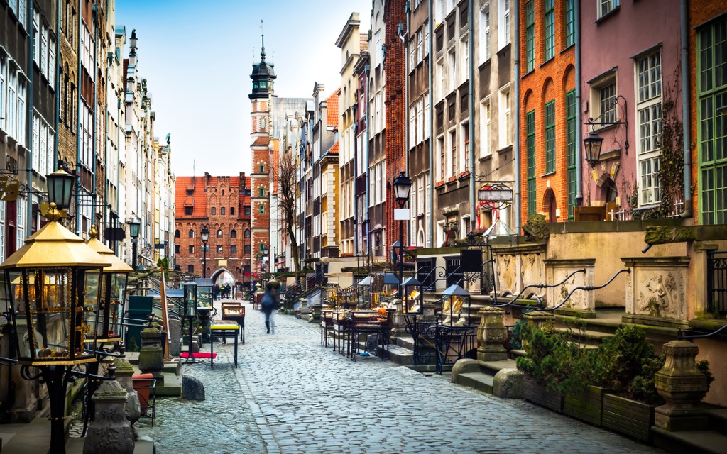 The architecture of Mariacka Street, Gdansk, Poland