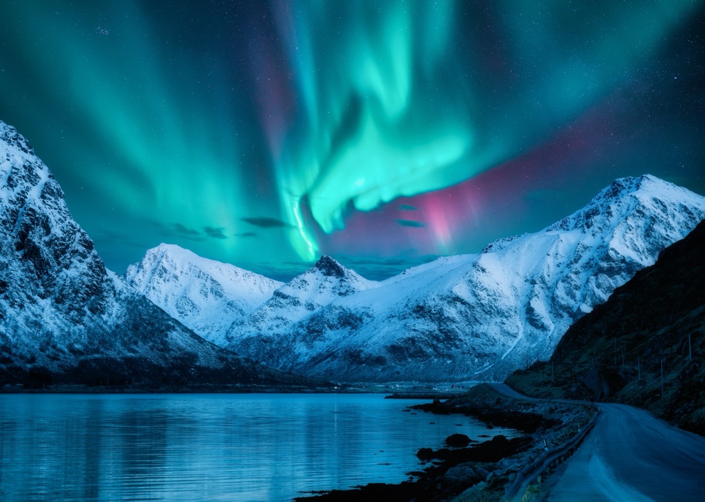 The Northern Lights in Lofoten. Norway