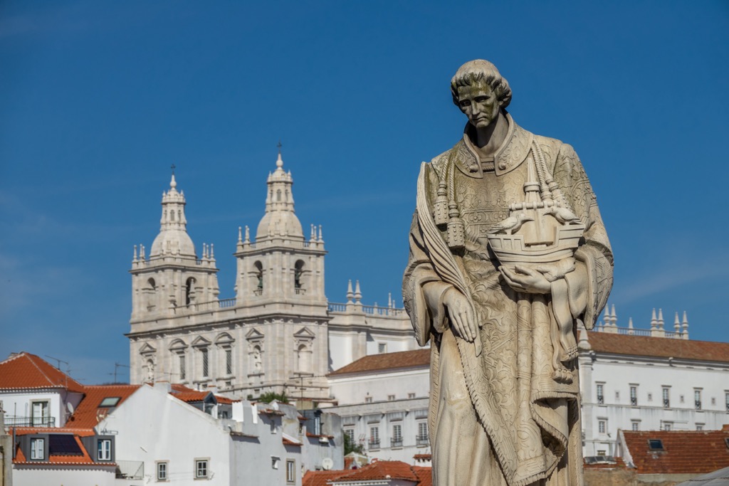 Sculpture of Sao Vicente St. Vincent of Saragossa, Portugal