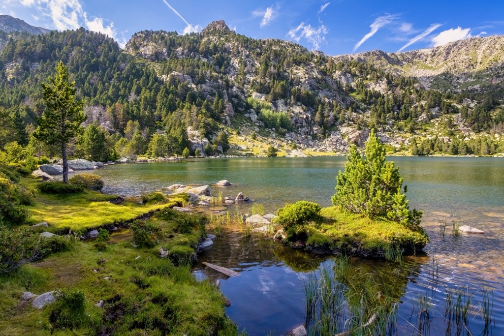 Summer landscape in La Cerdanya, Pyrenees mountain lake, Pyrenees 