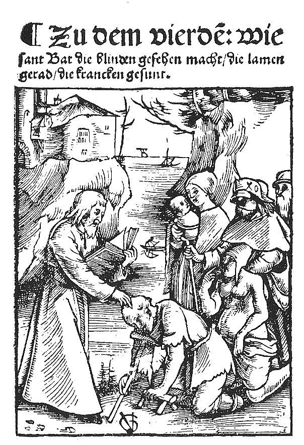 Urs Graf's 1511 woodcut illustration from the life of St Beatus