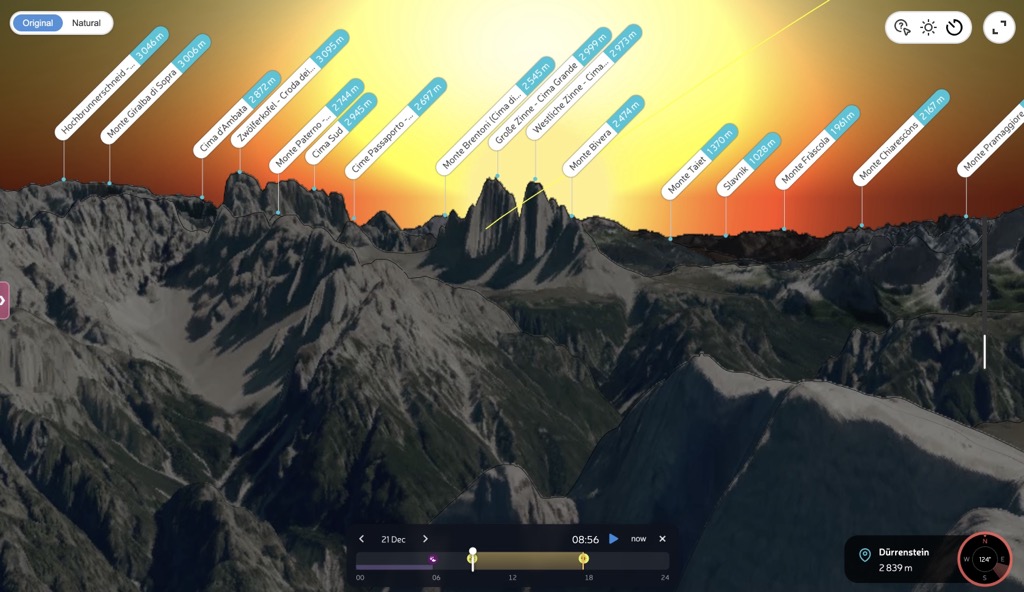 三峰之间的日出:用 PeakVisor 规划这张照片