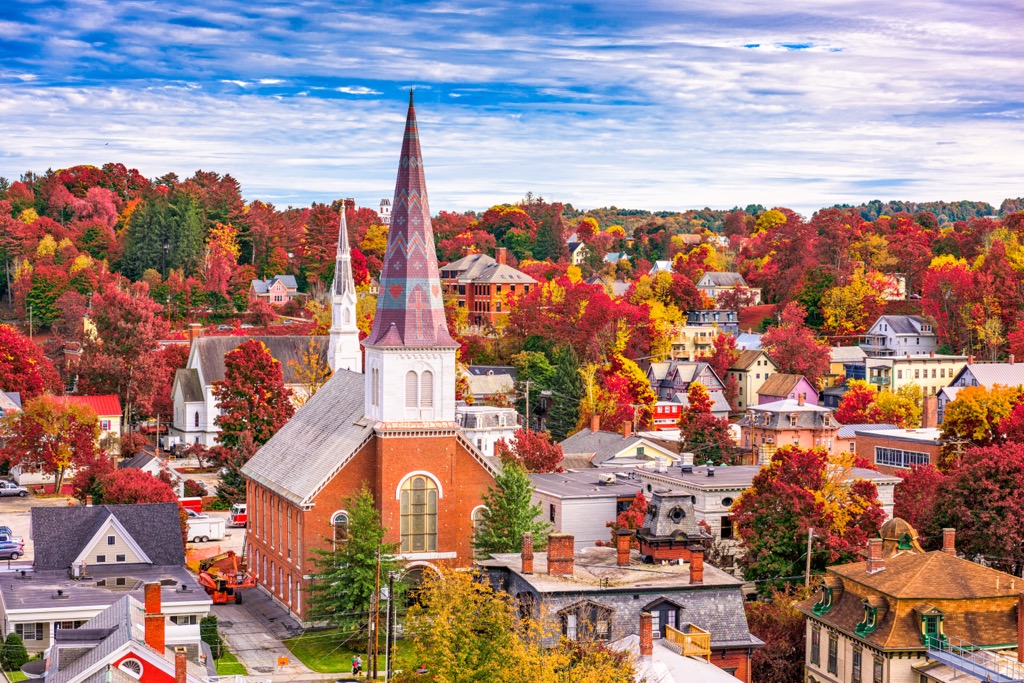 Montpelier, VT, the smallest (and cutest) U.S. state capital (pop. 7,855). Fall Foliage in the USA