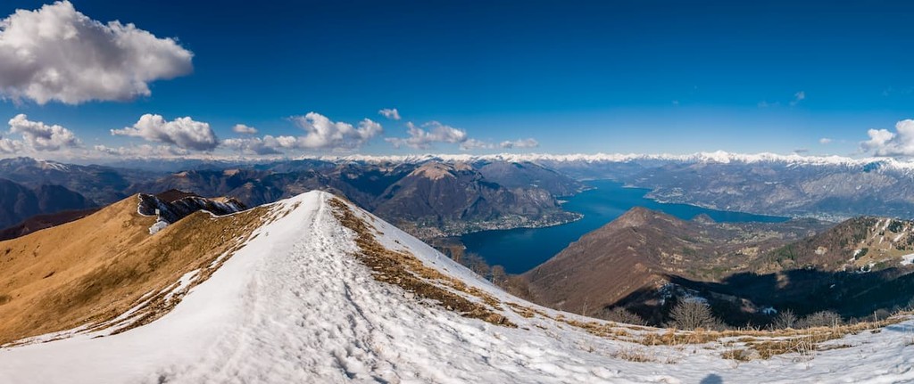 Panoramic view of Lake Como as seen from Monte San Primo, Lugano Prealps